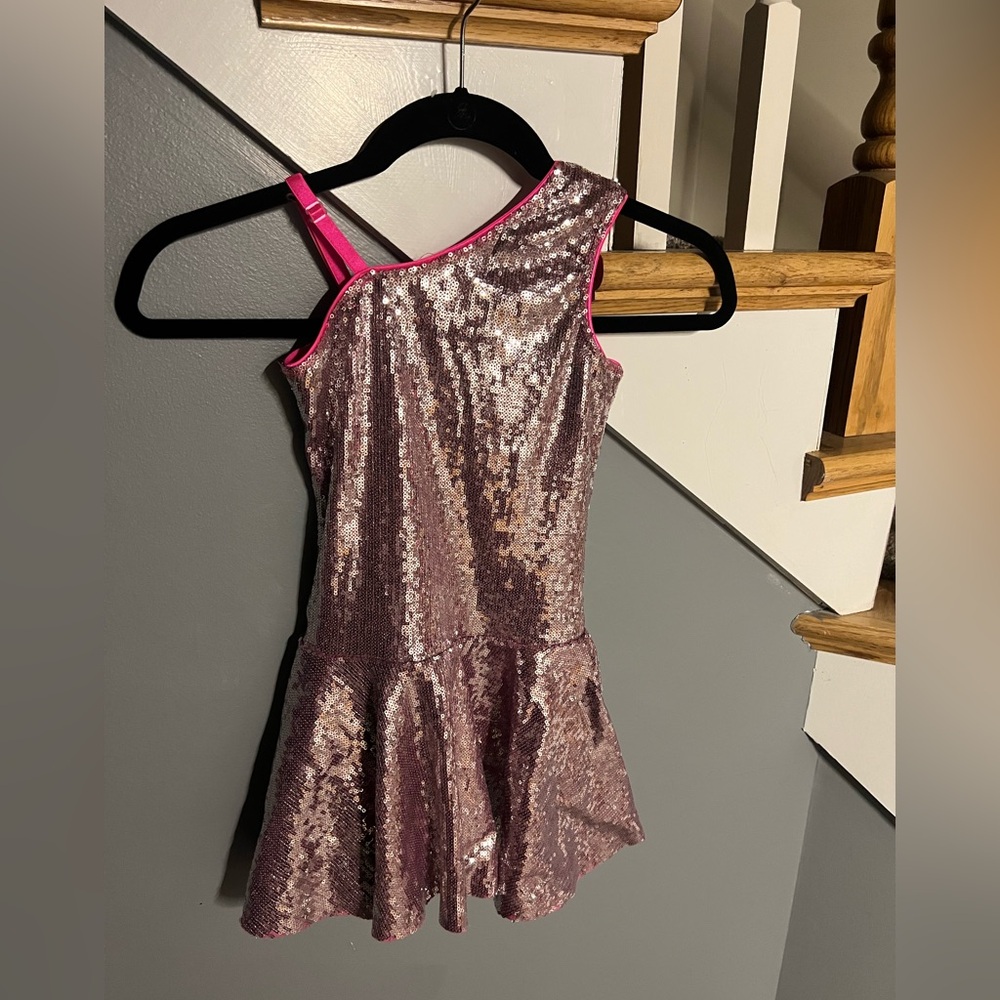Revolution Pink Sequin Dress, Attached Shorts, White Collared Cropped Shirt, Med - Picture 4 of 8